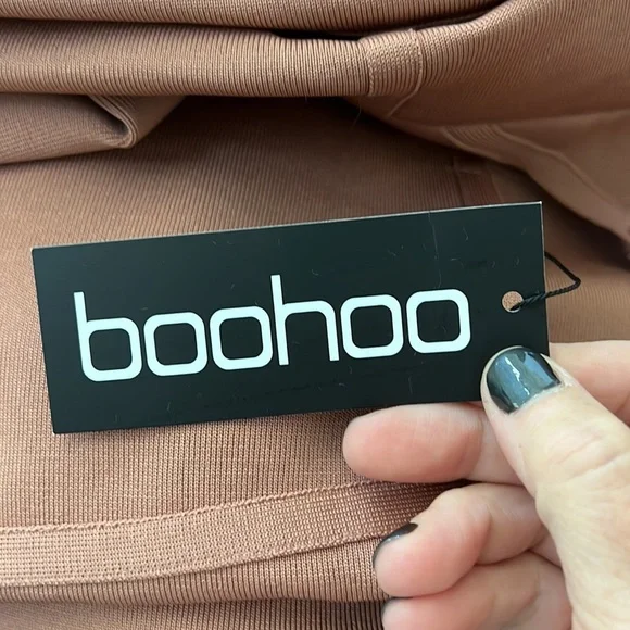 PETITE BANDAGE HALTER BODYCON MIDI DRESS, SIZE 10, COLOR Chocolate - Picture 6 of 6